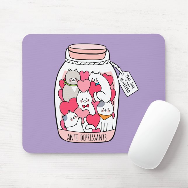 Tapis De Souris Cat Antidepressant Funny Cat Lover Gift (Avec souris)