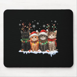 Tapis De Souris Cat Christmas Light Reindee Père Noël Christmas Ca