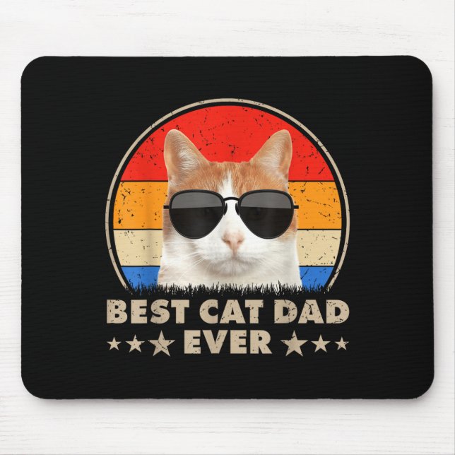 Tapis De Souris Cat Dad Ever Vintage Cool Gles Cat For Father Men  (Devant)