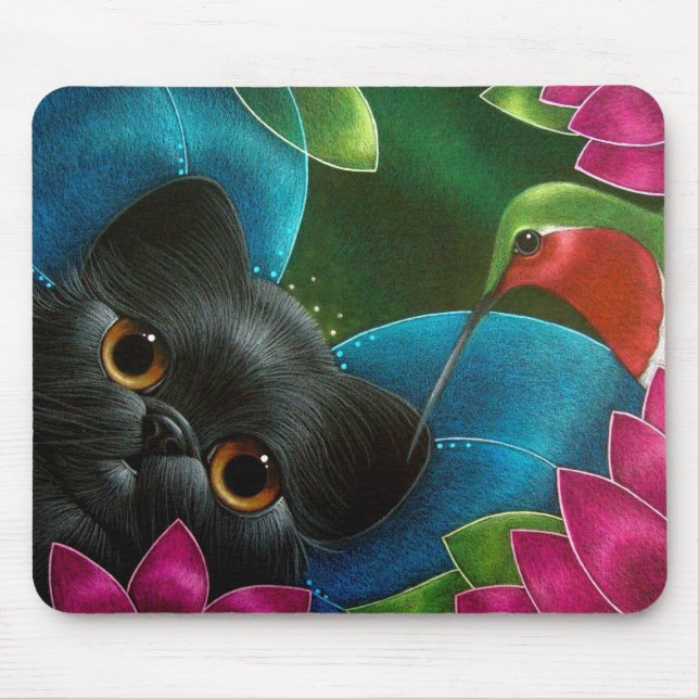 Tapis De Souris CAT et COLIBRI Mousepad de FÉE (Devant)