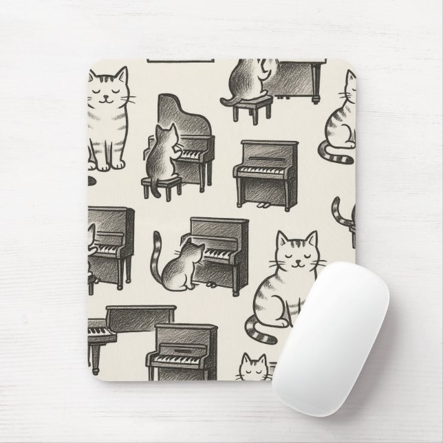 Tapis De Souris Cat on Piano Mouse pad (Avec souris)