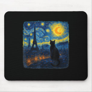 Tapis De Souris Cat Paris Tour Eiffel Starry Nuit Van Gogh Inspi