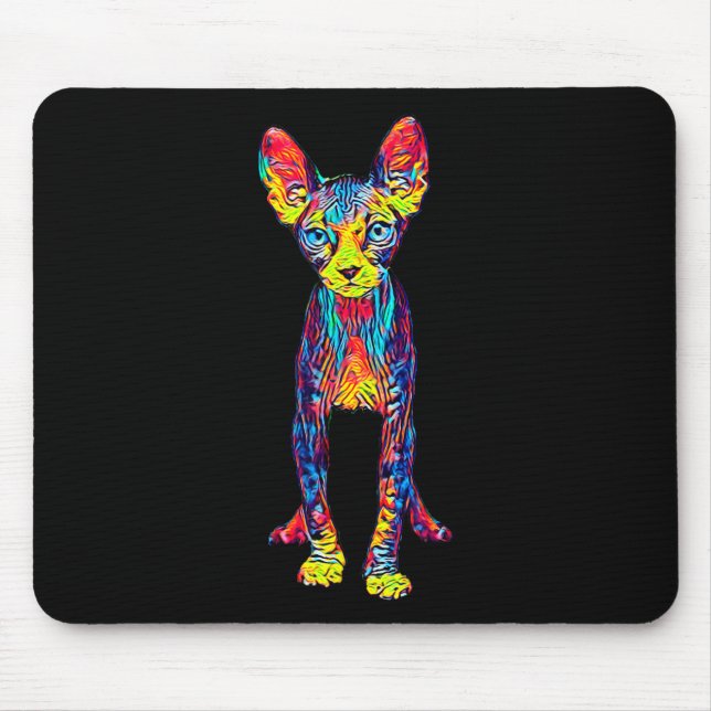 Tapis De Souris Cat Sphynx Drôle Amoureux des chats Cadeaux Pour H (Devant)