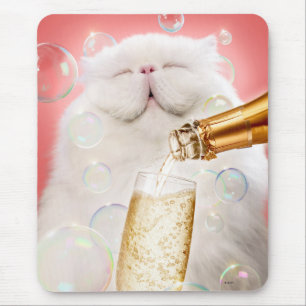 Tapis De Souris Cat With Champagne