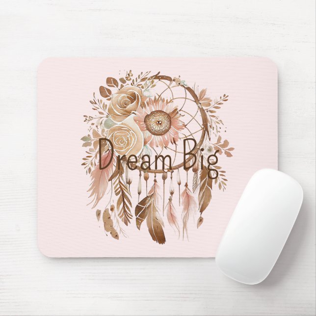 Tapis De Souris Catcher de rêve Brown rose pâle (Avec souris)