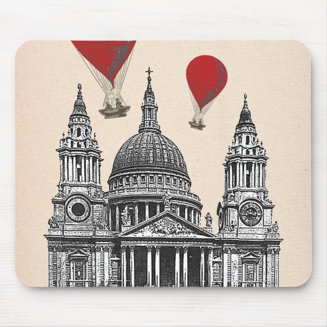 Tapis De Souris Cathédrale St Pauls et Ballons Red Hot Air (Devant)