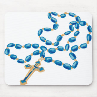 Tapis De Souris Catholic Mouse Pad White w/ Beautiful Blue Rosary