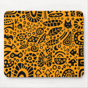 Tapis De Souris Catnip Dreams - Noir sur Orange FF9900