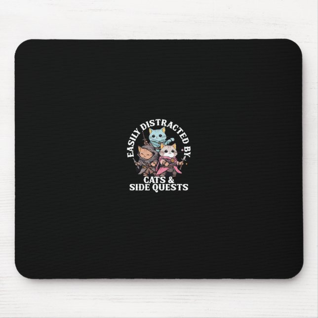 Tapis De Souris Cats Side Quest Distracted Tabletop Funny Men Wome (Devant)