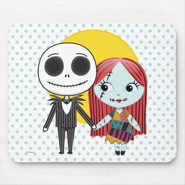 Tapis De Souris Cauchemar avant Noël | Jack & Sally Emoji (Devant)