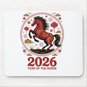 Tapis De Souris Cavalier de la chance de l'année du cheval 2026 lu