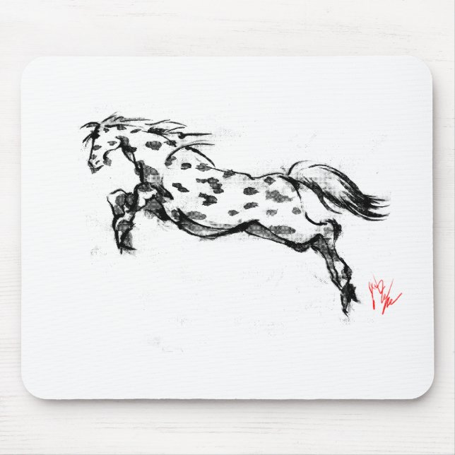 Tapis De Souris Cavalier japonais de sumi d'art de cheval (Devant)