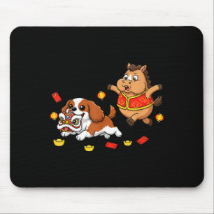 Tapis De Souris Cavalier King Charles Spaniel Cheval Chinois Heure