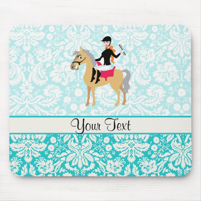 Tapis De Souris Cavalier turquoise de damassé (Devant)