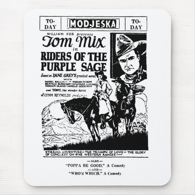 Tapis De Souris Cavaliers de Tom Mix de l'annonce 1925 de sauge (Devant)
