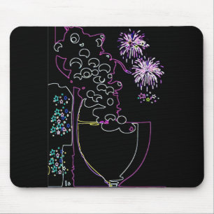 Tapis De Souris Célébration de vin en Néon-Mousepad