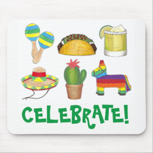 Tapis De Souris Célébration du Cinco de Mayo Fiesta Pinata Taco Ca