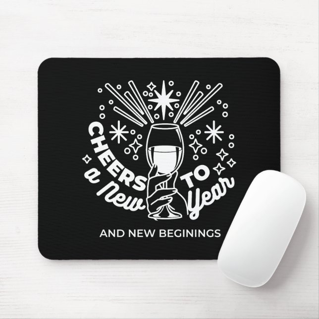 Tapis De Souris Célébrer les nouveaux débuts Vin Verre Illustratio (Avec souris)