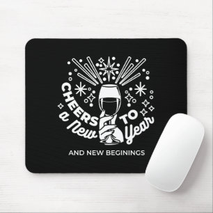 Tapis De Souris Célébrer les nouveaux débuts Vin Verre Illustratio