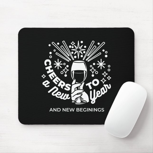 Tapis De Souris Célébrer les nouveaux débuts Vin Verre Illustratio (Avec souris)