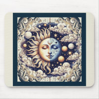 Céleste Vintage Demi Soleil & Lune Bleu Jaune
