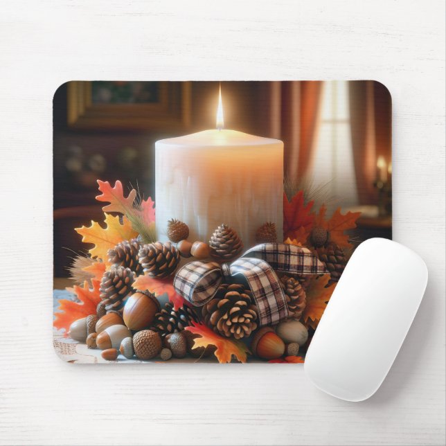 Tapis De Souris Centerpiece de bougie d'automne (Avec souris)