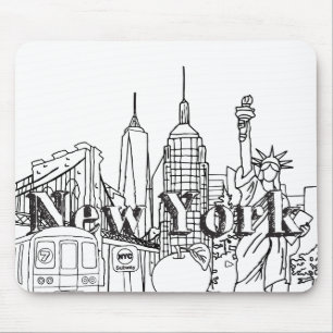 Tapis De Souris Centre-ville NYE New York Vacances Souvenirs NYC C