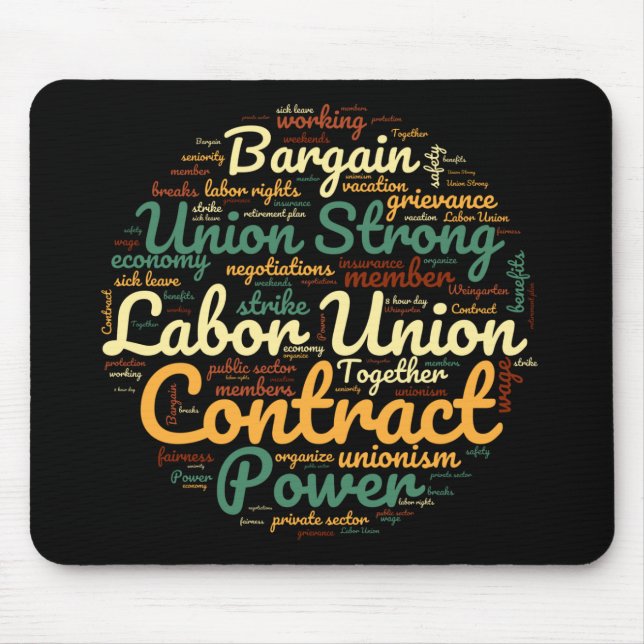 Tapis De Souris Cercle de nuage de mots Union (Devant)