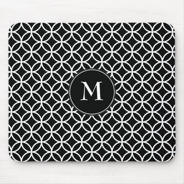 Tapis De Souris Cercles blancs recouvrant l'arrière - plan noir de (Devant)