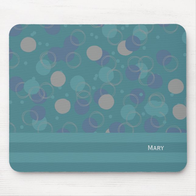 Tapis De Souris Cercles Bleus Classique Moderne Motif Prénom (Devant)