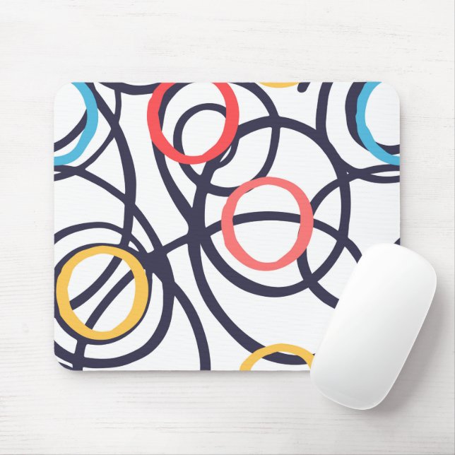 Tapis De Souris Cercles Dizzy Doodle Sur Blanc (Avec souris)