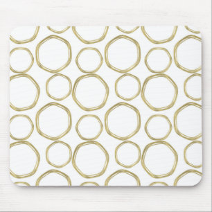 Tapis De Souris Cercles D'Or Sur Blanc Moderne