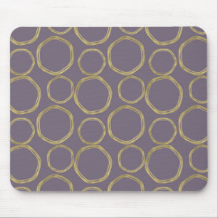 Tapis De Souris Cercles dorés et taupe rustique violet moderne ten