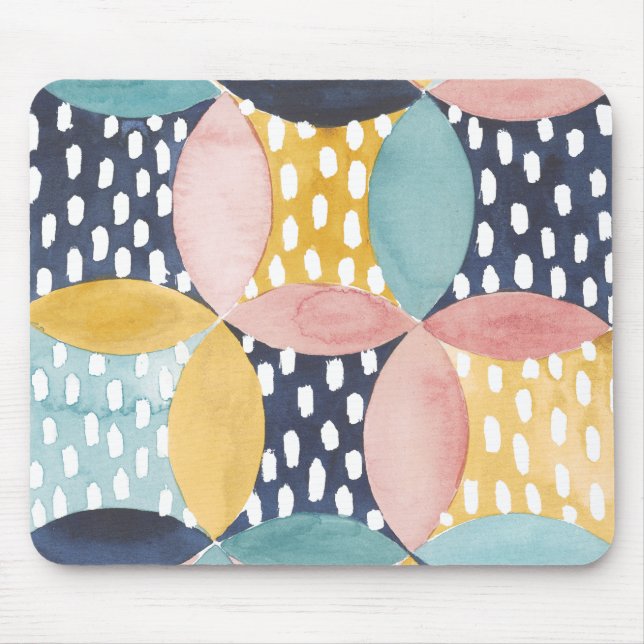 Tapis De Souris Cercles géométriques aquarelle (Devant)