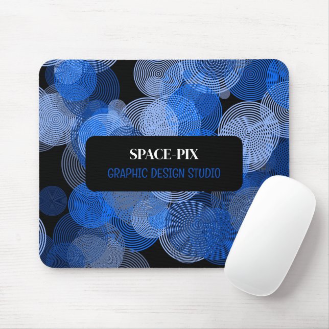 Tapis De Souris Cercles graphiques bleus, Concepteur graphique (Avec souris)