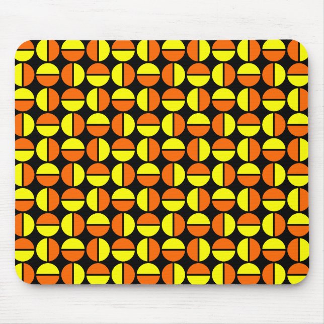 Tapis De Souris Cercles pivotants - Jaune et orange sur noir (Devant)