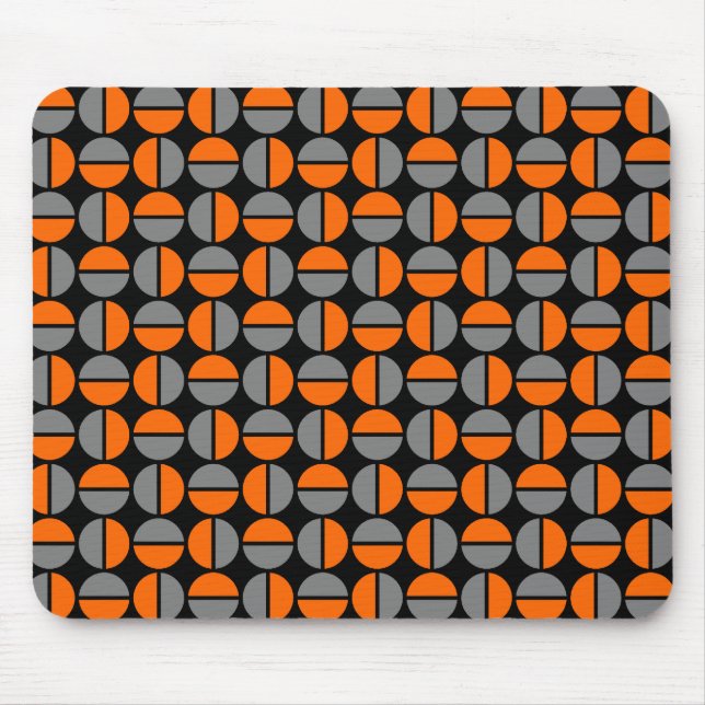 Tapis De Souris Cercles pivotants - orange et gris sur noir (Devant)