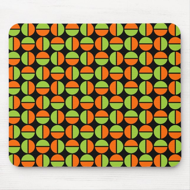 Tapis De Souris Cercles pivotants - Vert et orange sur noir (Devant)