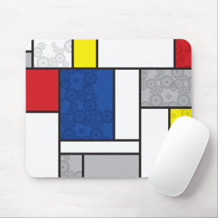 Tapis De Souris Cercles Rétro Mondriques Minimaliste De Stijl Mod
