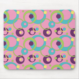 Tapis de souris Cercles Rose Funky