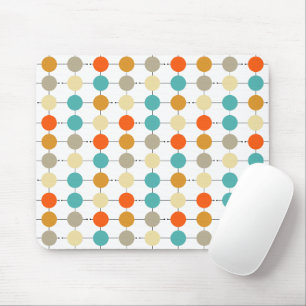 Tapis De Souris Cercles Tan Crème Orange Turquoise Sur Lignes Noir