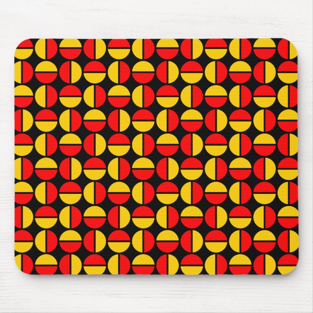 Tapis De Souris Cercles tournants - rouge et ambre sur noir (Devant)