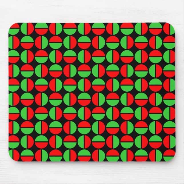 Tapis De Souris Cercles tournants - rouge et vert sur noir (Devant)