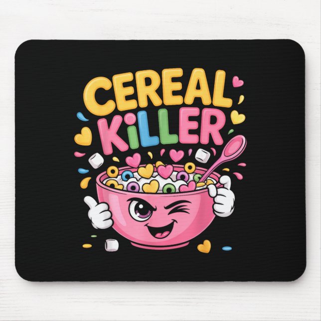 Tapis De Souris Cereal Killer Cartoon Bowl Funny Breakfast  (Devant)