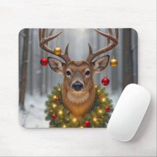 Tapis De Souris Cerf de Noël dans les ornements de fêtes