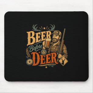 Tapis De Souris Cerf drôle chasse bière papa fête des pères rétro 