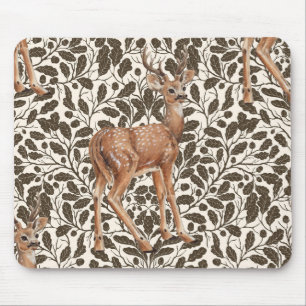 Tapis De Souris Cerf sur le motif damassé de chêne décoratif en ma