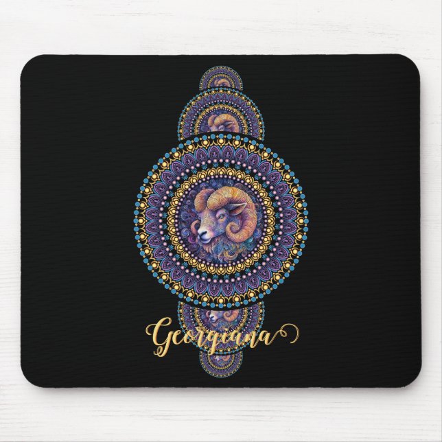 Tapis De Souris Cerises murales personnalisées Mandala ornemental (Devant)