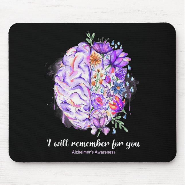 Tapis De Souris Cerveau fleur sauvage Se Souvient De Vous Cerveau  (Devant)