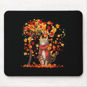 Tapis De Souris C'est Automne Y'all Cat Leaf Fall Tree Bonjour Aut